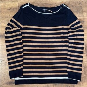 NAUTICA Navy and Beige Striped Sweater